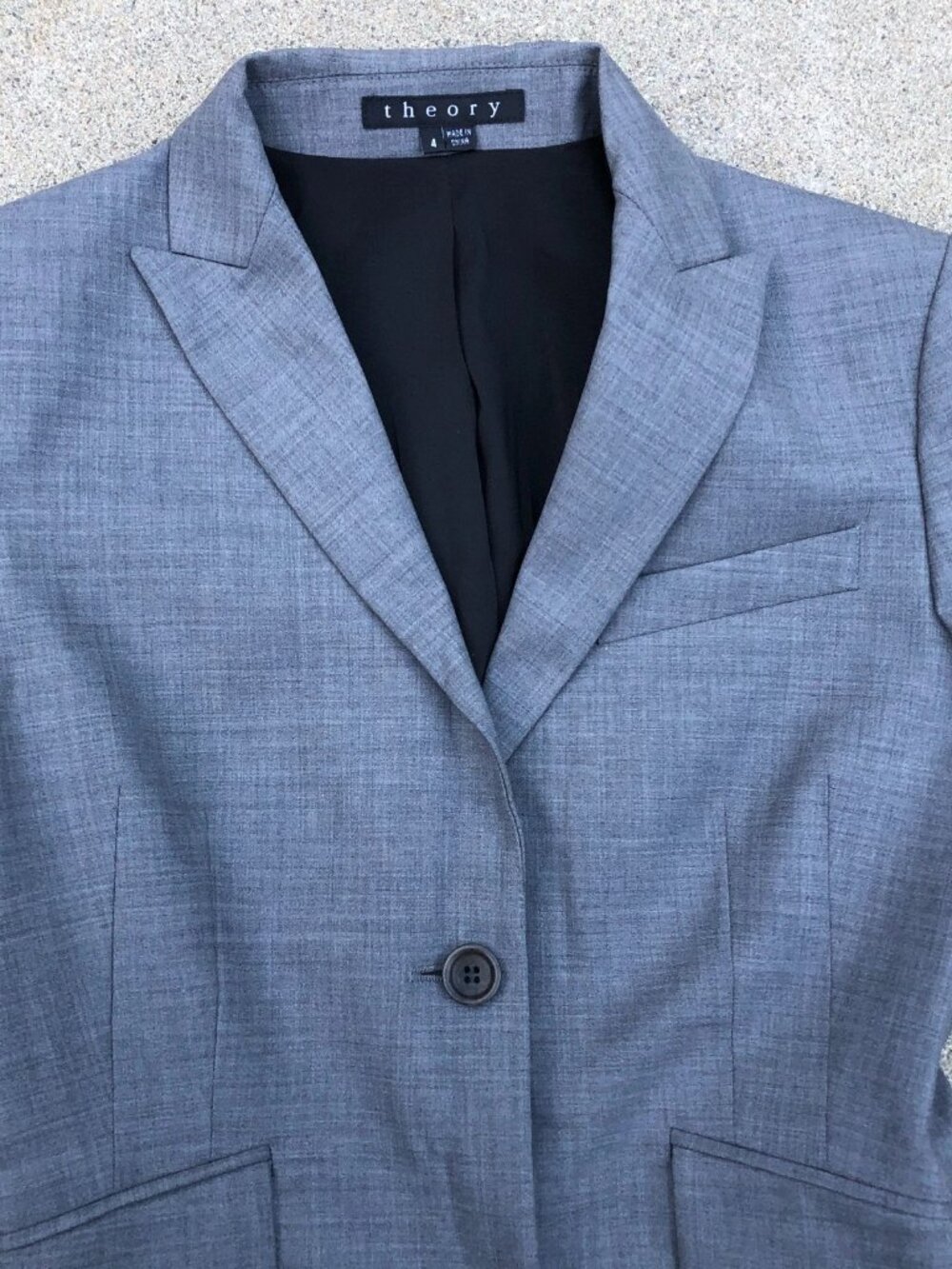 THEORY Wool Blazer Jacket Coat Women's 4 Grey Long Sleeve Button - Picture 5 of 9